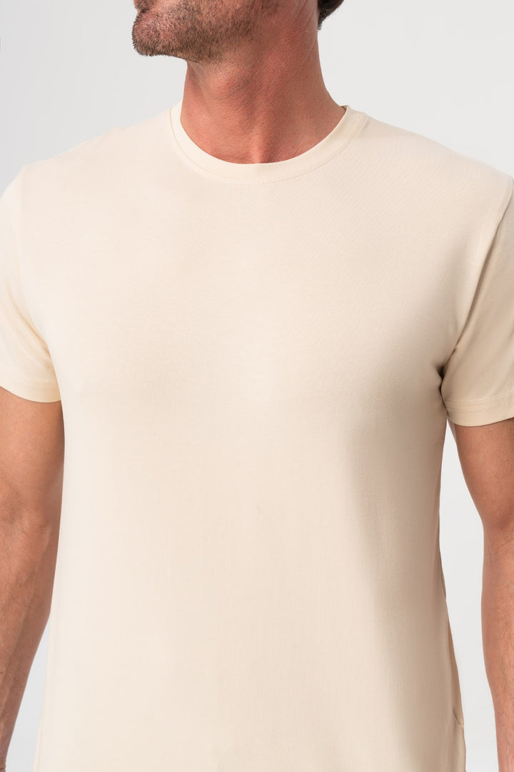 BEJ KISA KOL T-SHIRT