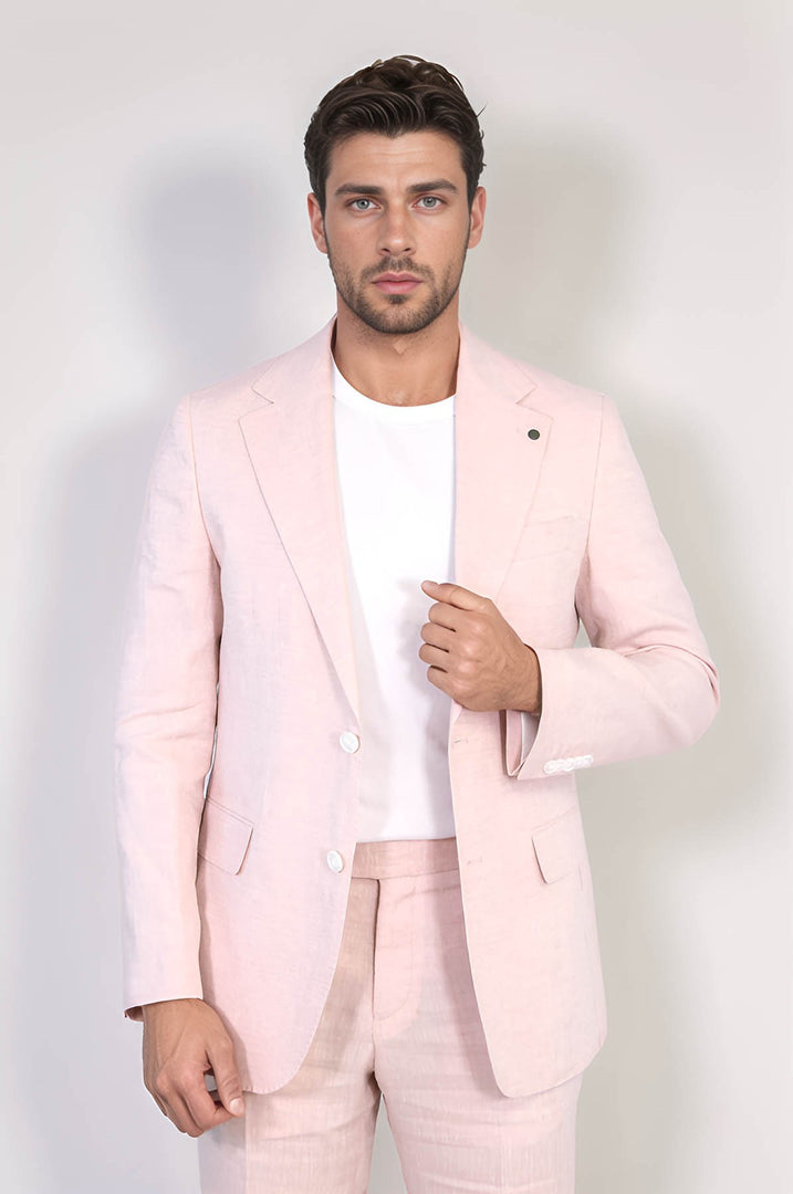 VELVARDE KETENMONO YAKA-ÇİFT YIRTMAÇ TAKIM A.PEMBE