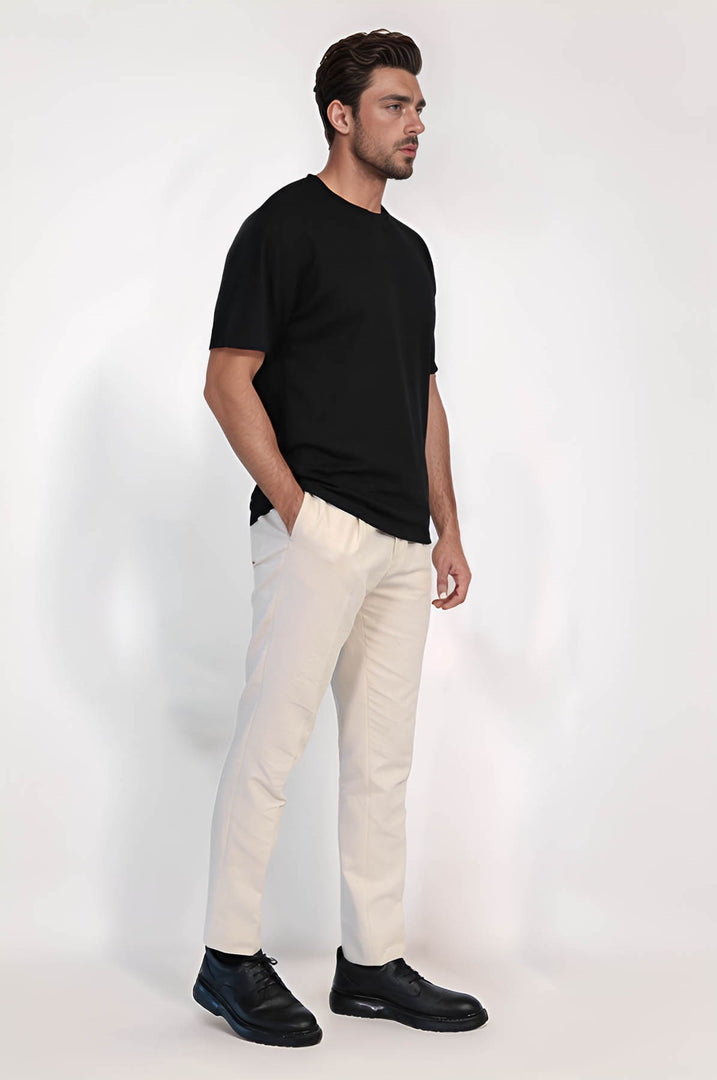 VELVARDE DÜZ BİSİKLET YAKA TSHIRT SİYAH (1881)