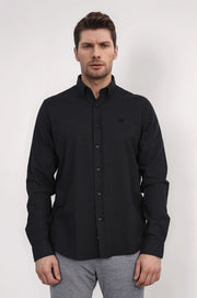 VELVARDE DÜZ KETEN GÖMLEK SİYAH