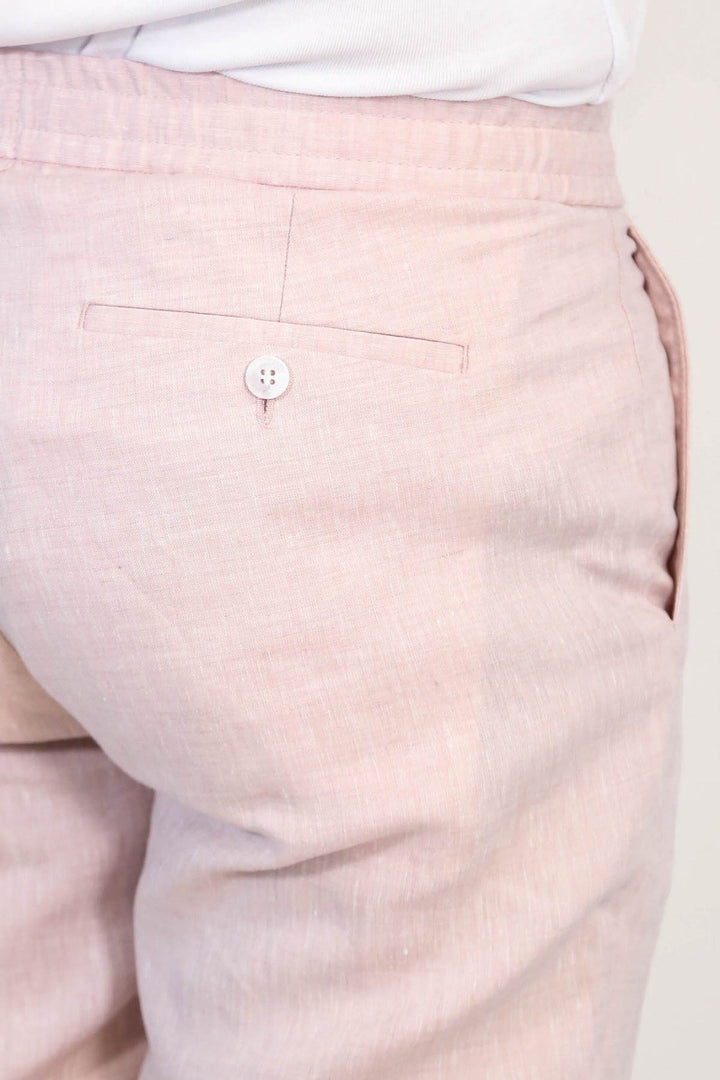 VELVARDE KETEN JOGGER+İPLİ LASTLİKLİ PANT. A.PEMBE