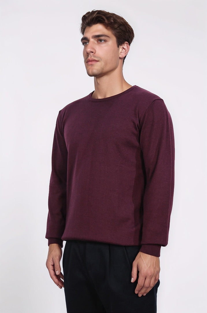 bisiklet yaka bordo triko kazak 