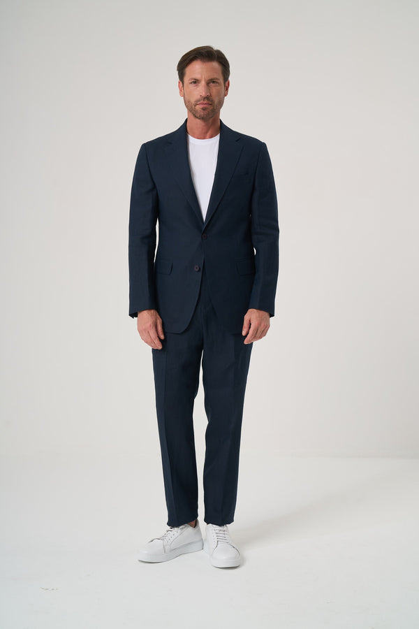 VELVARDE KETEN SLIM LACİVERT PANTOLON