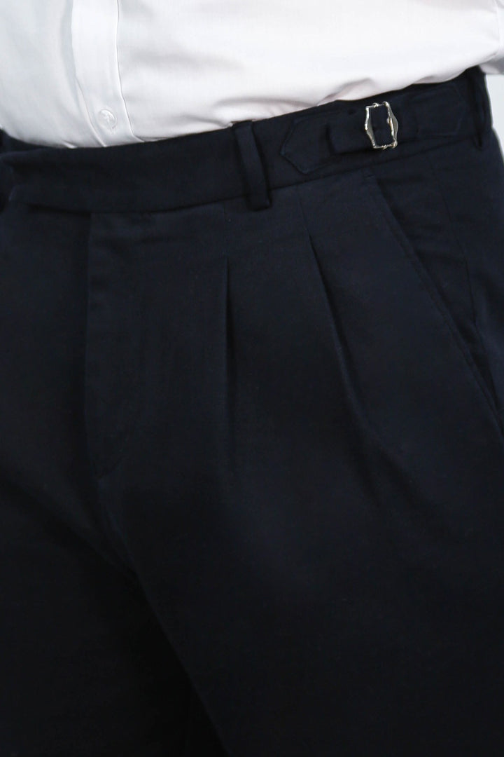 toka detaylı siyah duble paça pantolon 