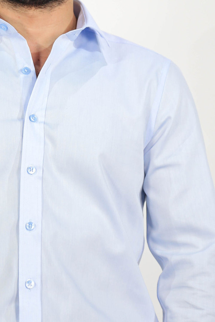 slim fit non-ıron mavi gömlek 
