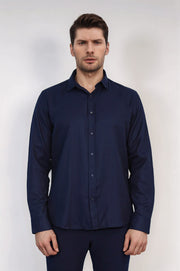 VELVARDE PAMUKLU GÖMLEK LACİVERT