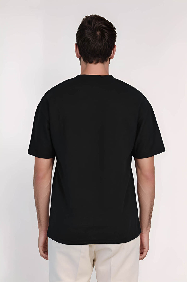 VELVARDE DÜZ BİSİKLET YAKA TSHIRT SİYAH (1881)