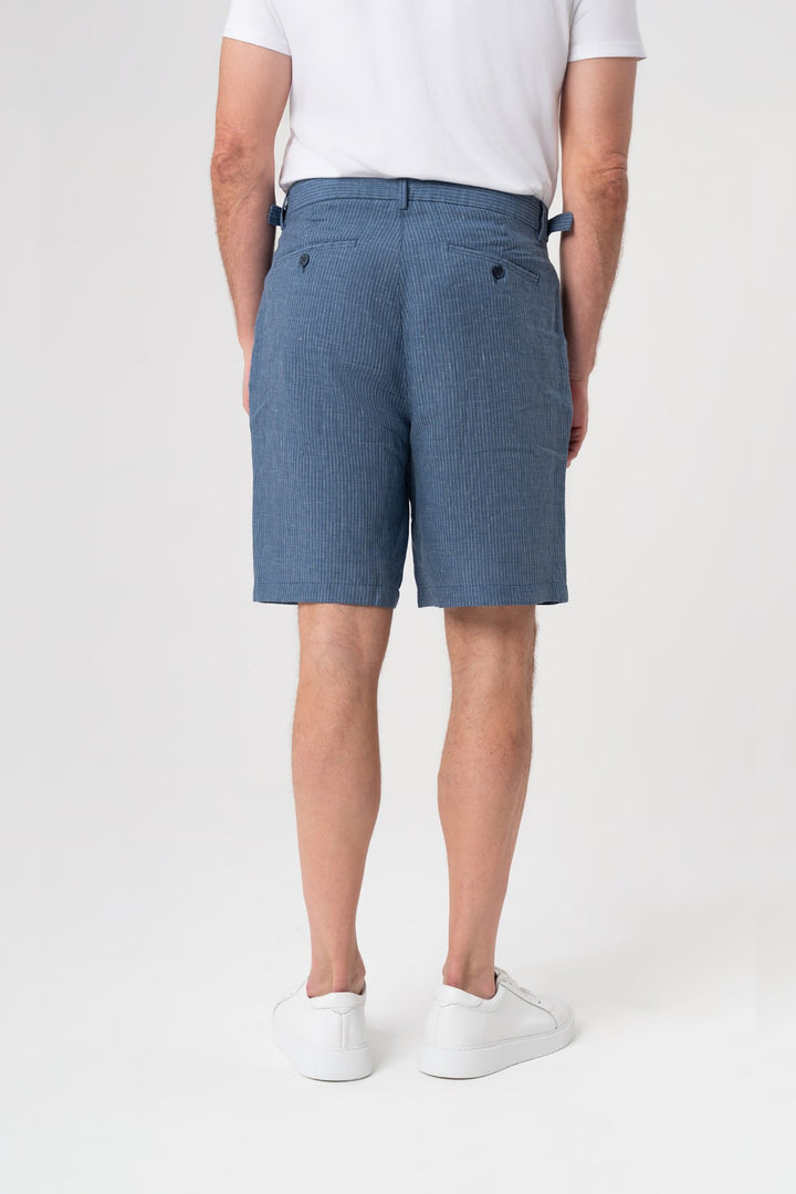 ÇİZGİLİ TOKALI INDIGO SHORT 