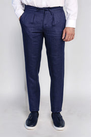 VELVARDE KETEN JOGGER+İPLİ LASTLİKLİ PANT. KOTMAVİ