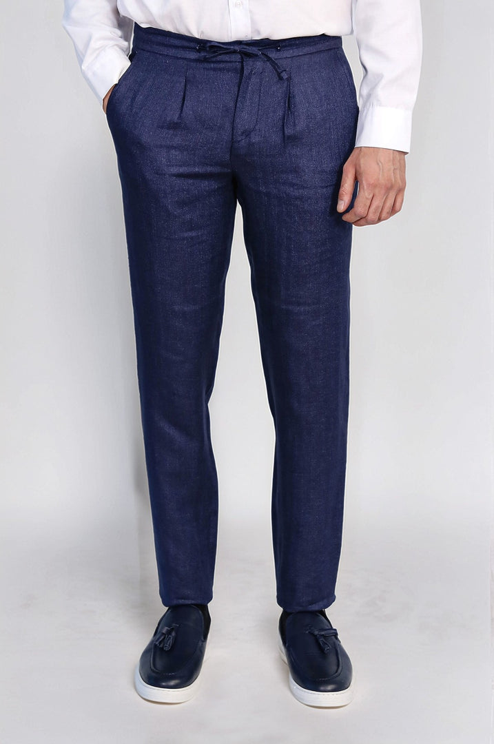VELVARDE JOGGER+İPLİ LASTLİKLİ PANT. NAVY