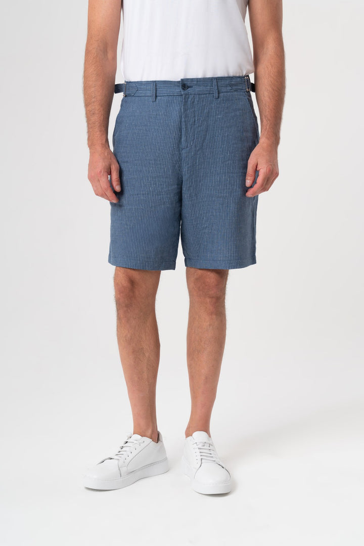 ÇİZGİLİ TOKALI INDIGO SHORT 