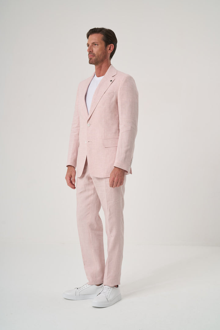  KETENMONO YAKA-ÇİFT YIRTMAÇ CEKET PEMBE