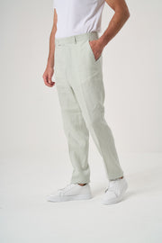  KETEN SLIM PANTOLON AÇIK YEŞİL 