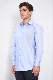 regular italyan yaka diagonal mavi gömlek