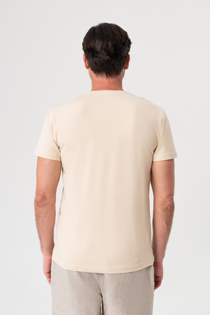 BEJ KISA KOL T-SHIRT