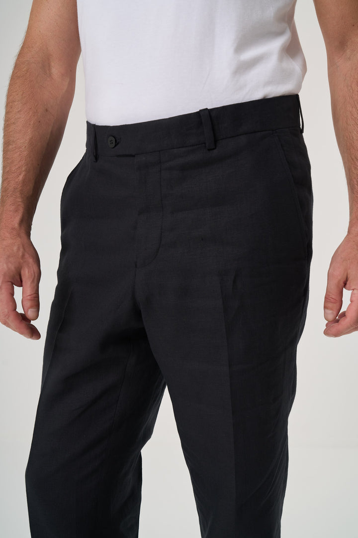 VELVARDE KETEN SLIM SİYAH PANTOLON