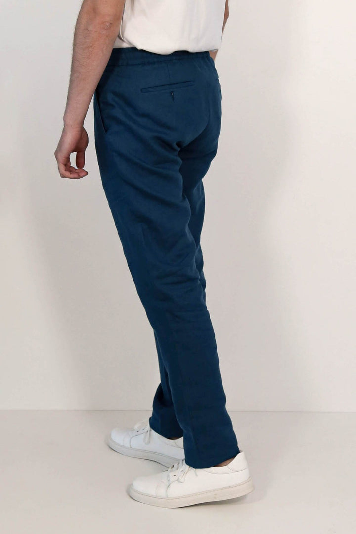 VELVARDE KETEN JOGGER+İPLİ LASTLİKLİ PANT. K.MAVİ