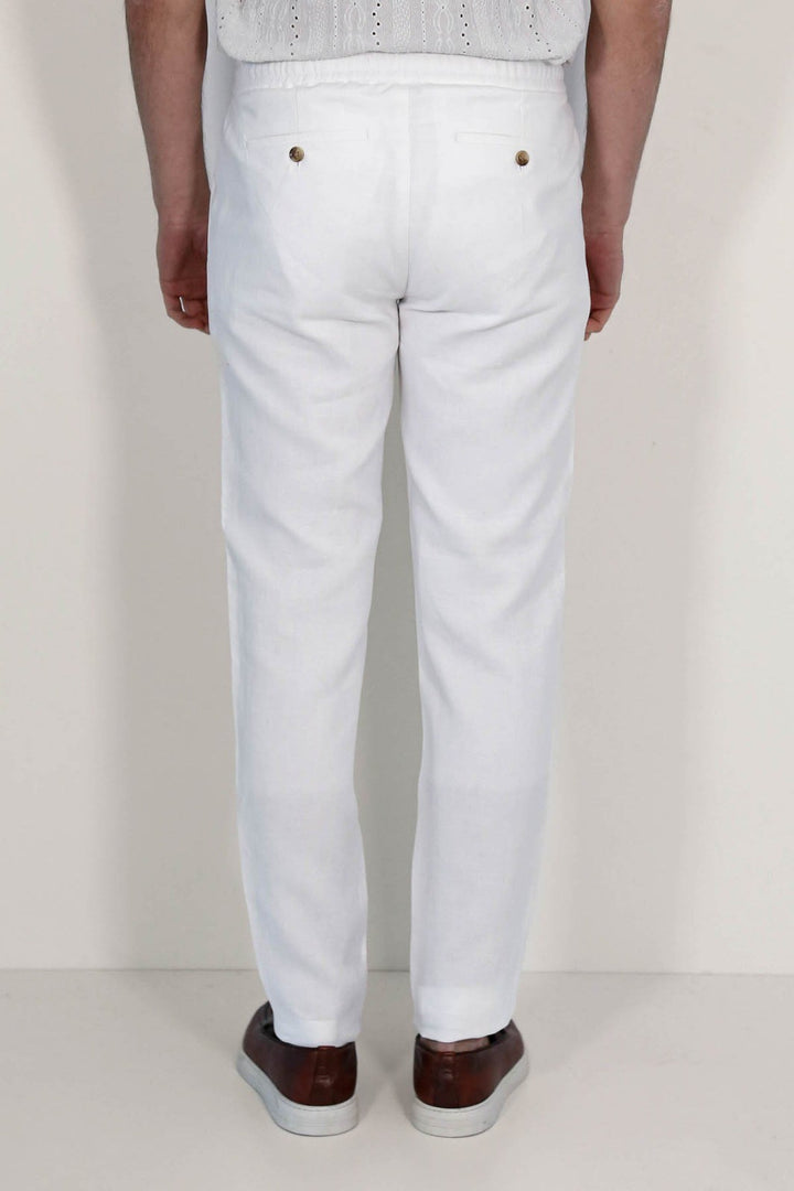 VELVARDE KETEN JOGGER+İPLİ LASTLİKLİ PANT. BEYAZ