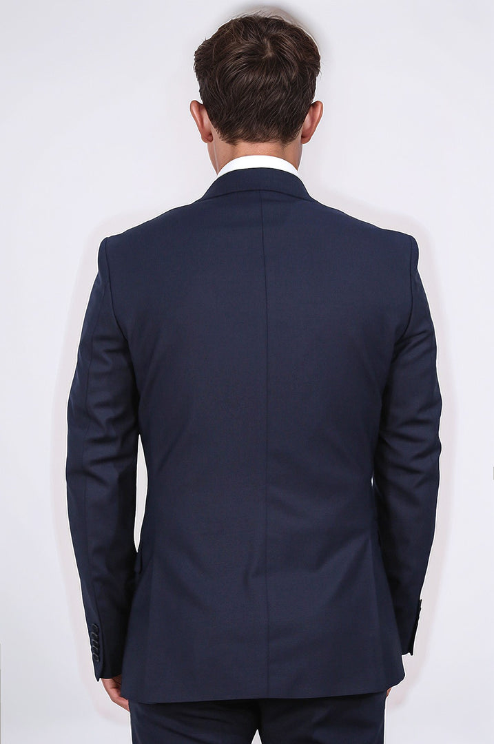 Slim fit mono yaka lacivert takım elbise 
