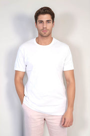 VELVARDE DÜZ BİSİKLET YAKA TSHIRT BEYAZ (1881)