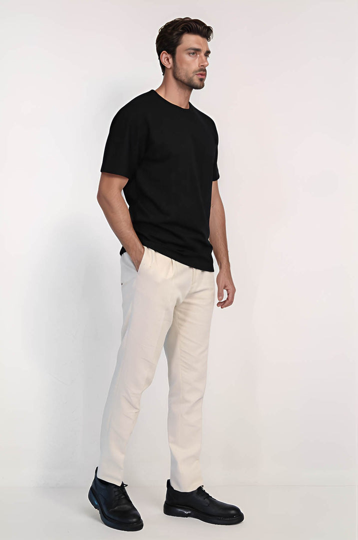 VELVARDE BİSİKLET YAKA ÇİZGİLİ TSHIRT SİYAH (1818)