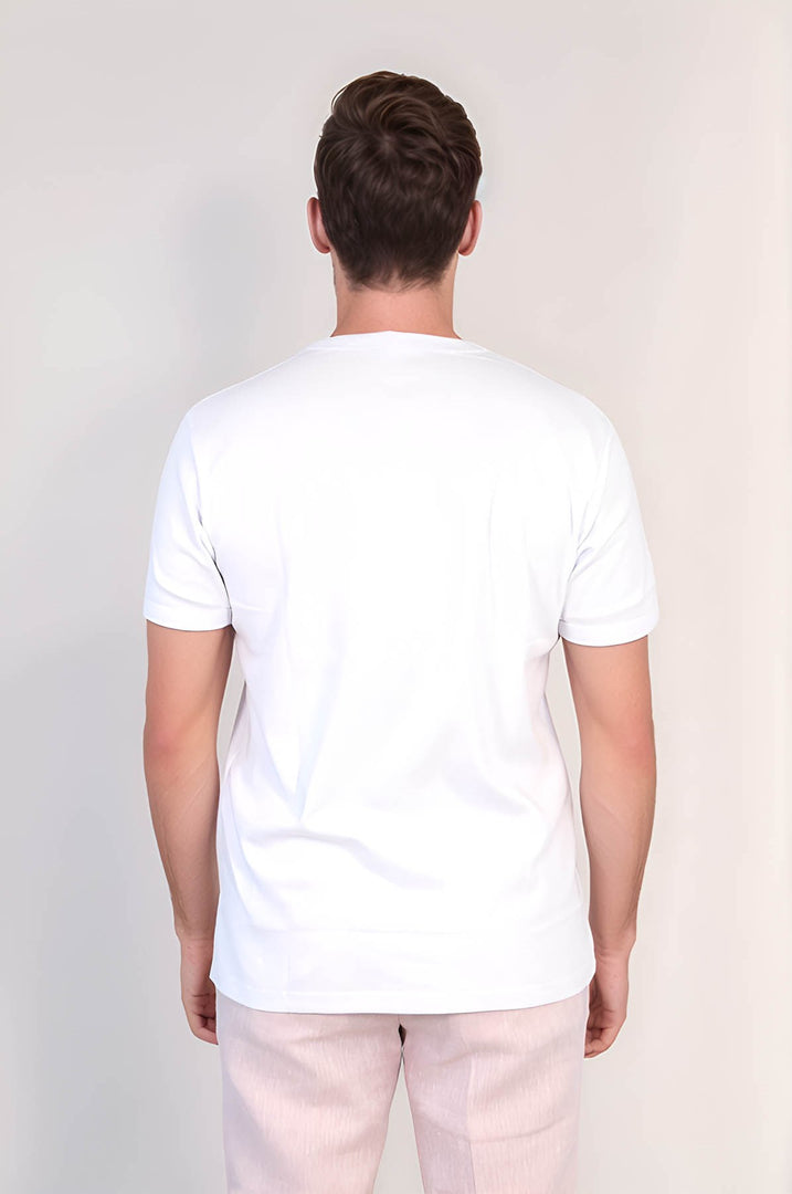 VELVARDE DÜZ BİSİKLET YAKA TSHIRT BEYAZ (1881)