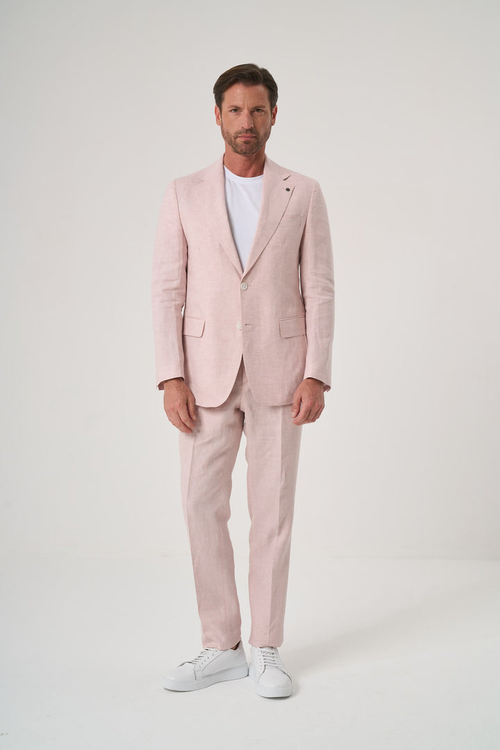  KETENMONO YAKA-ÇİFT YIRTMAÇ CEKET PEMBE