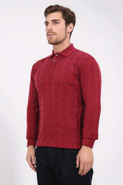 saç örgü bordo triko kazak 