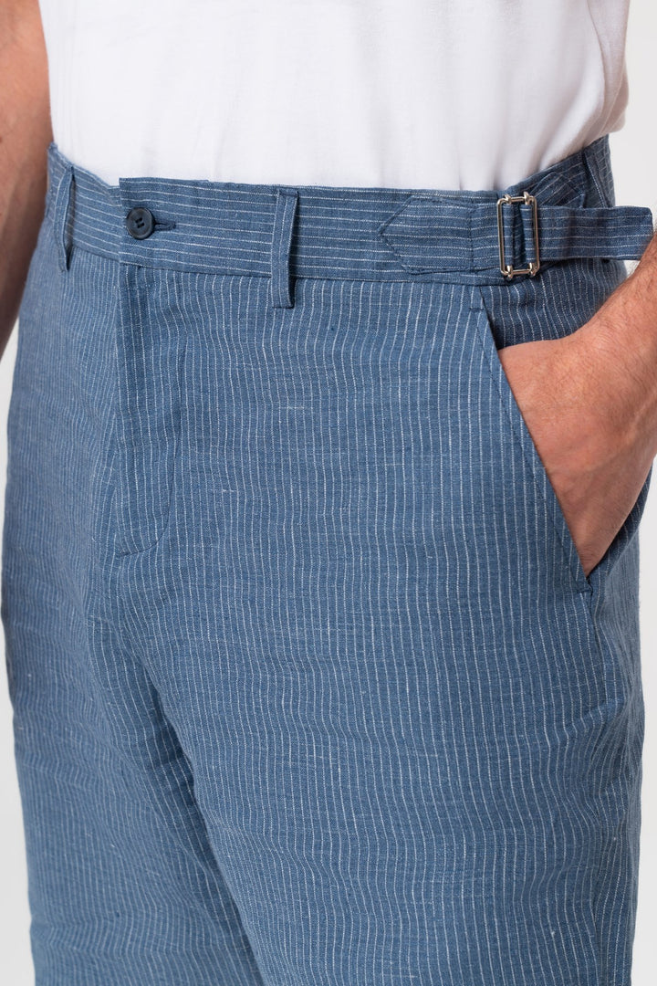 ÇİZGİLİ TOKALI INDIGO SHORT 