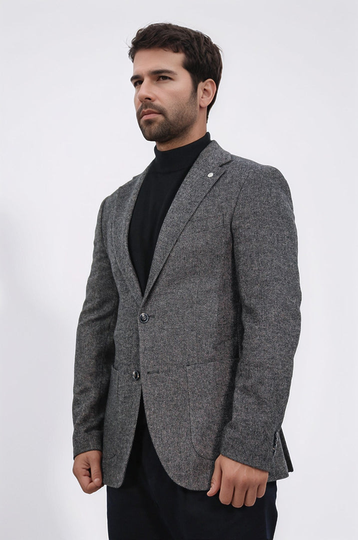 slim fit mono yaka astarsız koyu kahverengi tek ceket