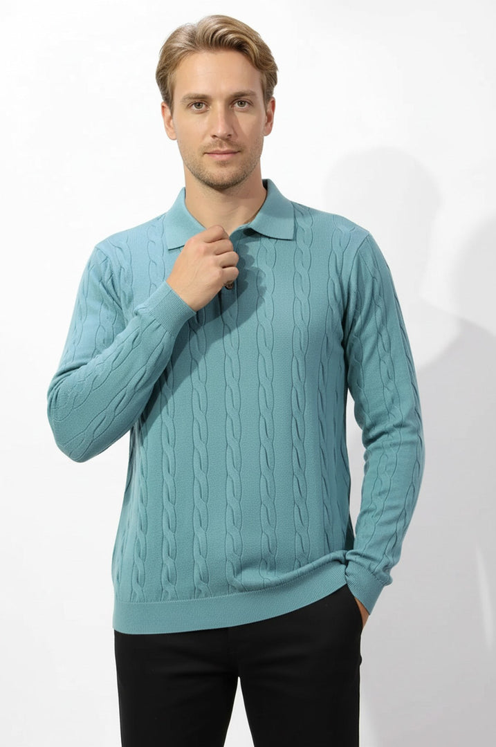 saç örgü triko kazak su yeşili