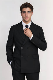 VELVARDE ÇİZGİLİ KRUVAZE TAKIM ELBİSE LACİVERT