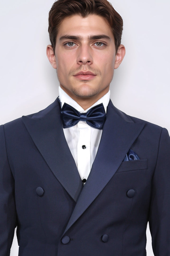 VELVARDE KRUVAZE SİVRİ YAKA DAMATLIK LACİVERT