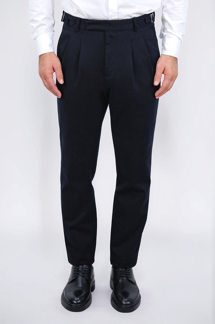 toka detaylı siyah duble paça pantolon 