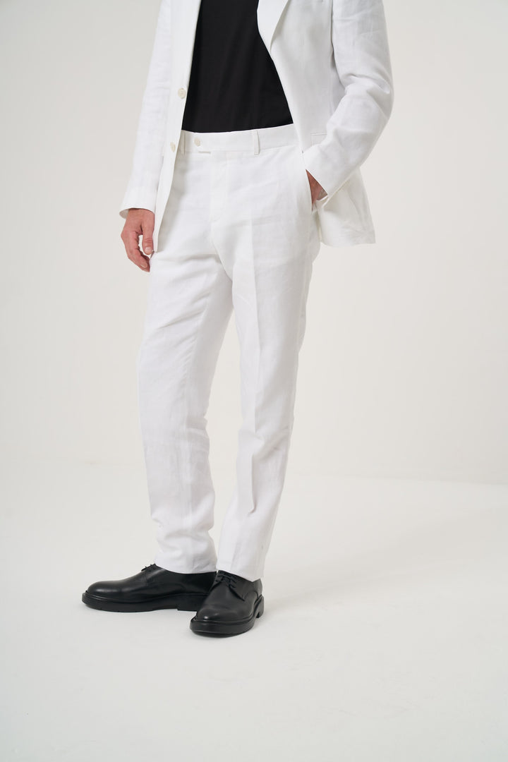 KETEN SLIM PANTOLON BEYAZ