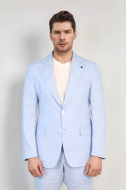 VELVARDE KETEN/MONO YAKA ÇİFT YIRTMAÇ TAKIM A MAVİ