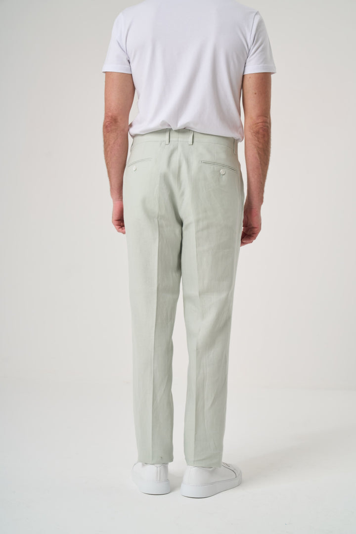 KETEN SLIM PANTOLON AÇIK YEŞİL 