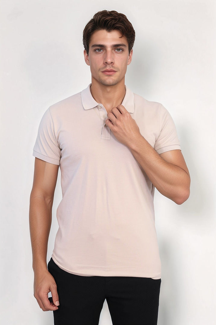 VELVARDE POLO YAKA TSHIRT BEJ (1815)
