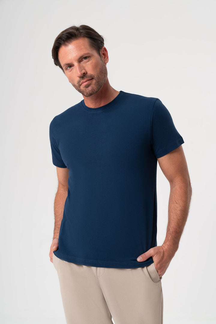 INDIGO KISA KOL T-SHIRT
