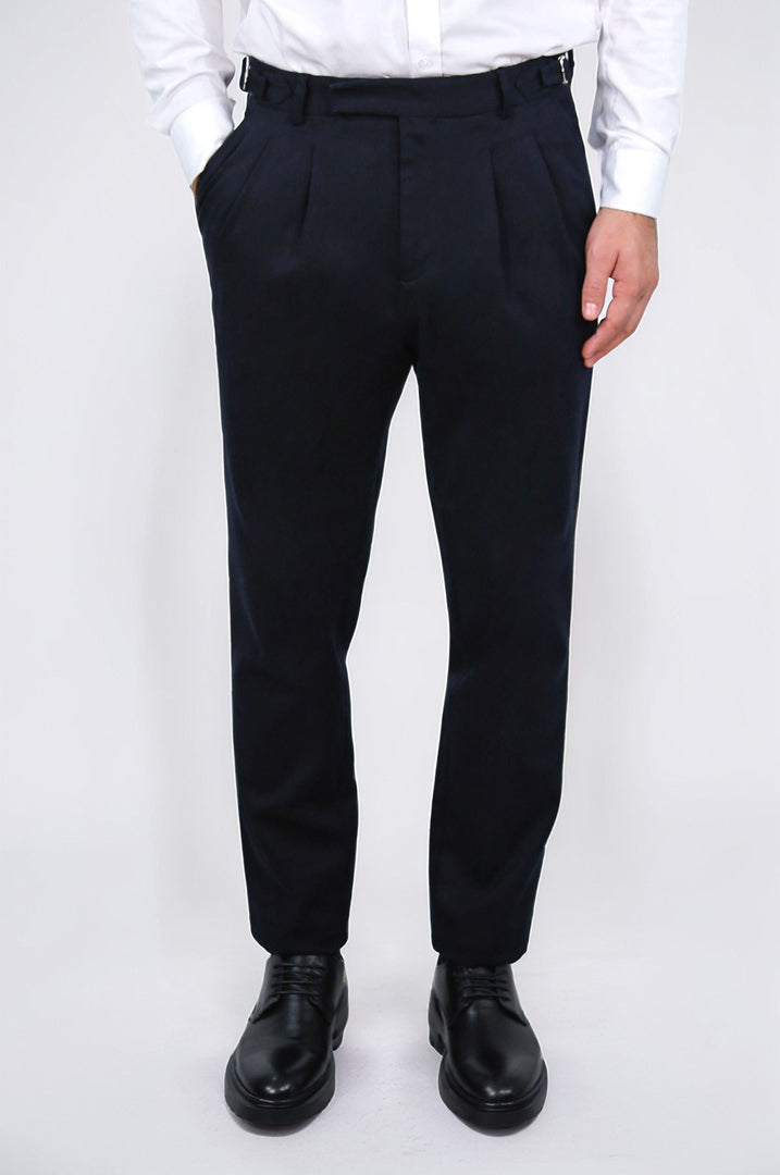 toka detaylı siyah duble paça pantolon 