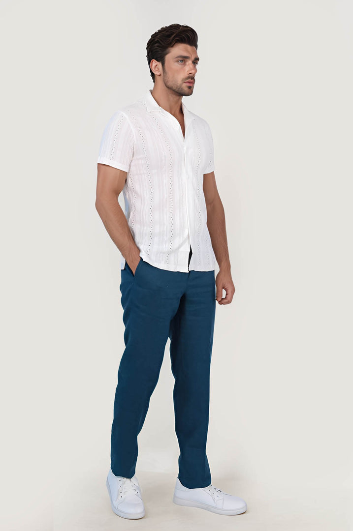 VELVARDE DELİKLİ DÜĞMELİ TSHIRT BEYAZ