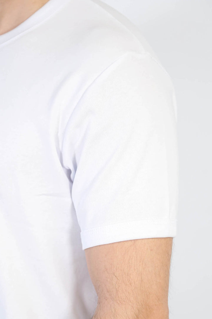VELVARDE DÜZ BİSİKLET YAKA TSHIRT BEYAZ (1881)