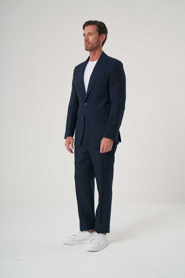 VELVARDE KETEN SLIM LACİVERT PANTOLON