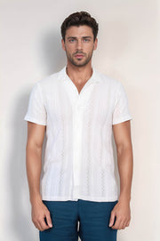 VELVARDE DELİKLİ DÜĞMELİ TSHIRT BEYAZ