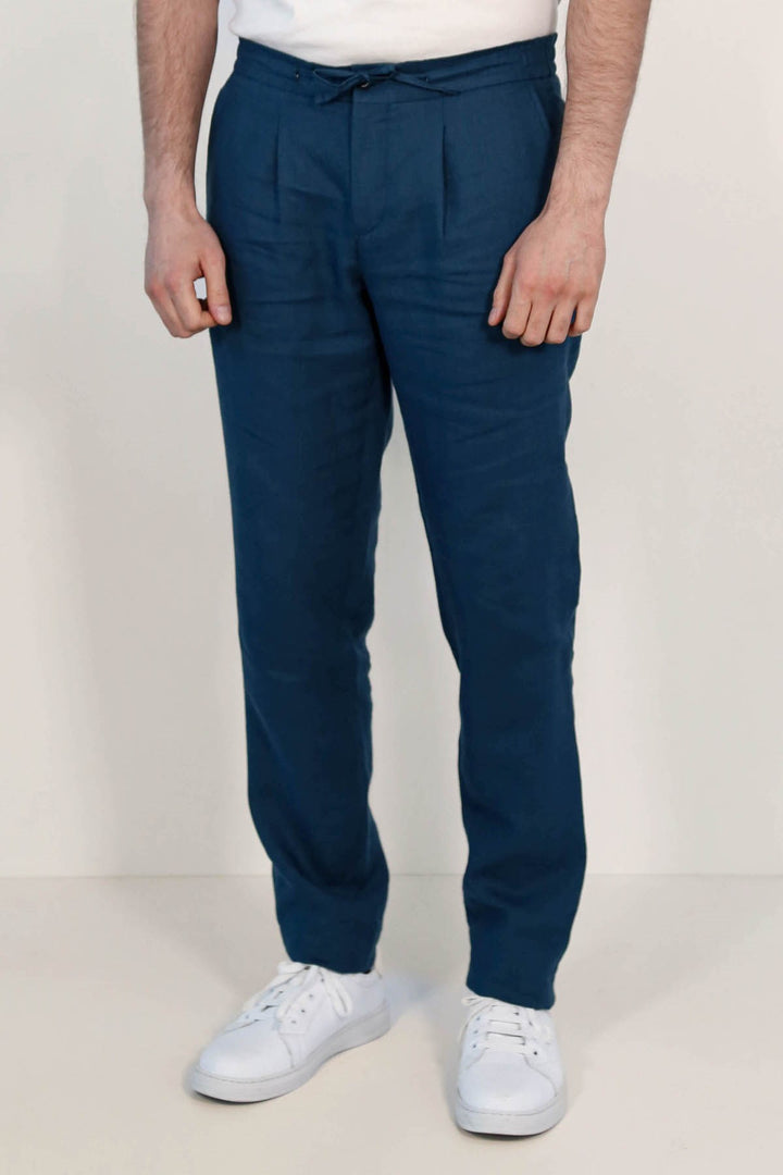 VELVARDE KETEN JOGGER+İPLİ LASTLİKLİ PANT. K.MAVİ