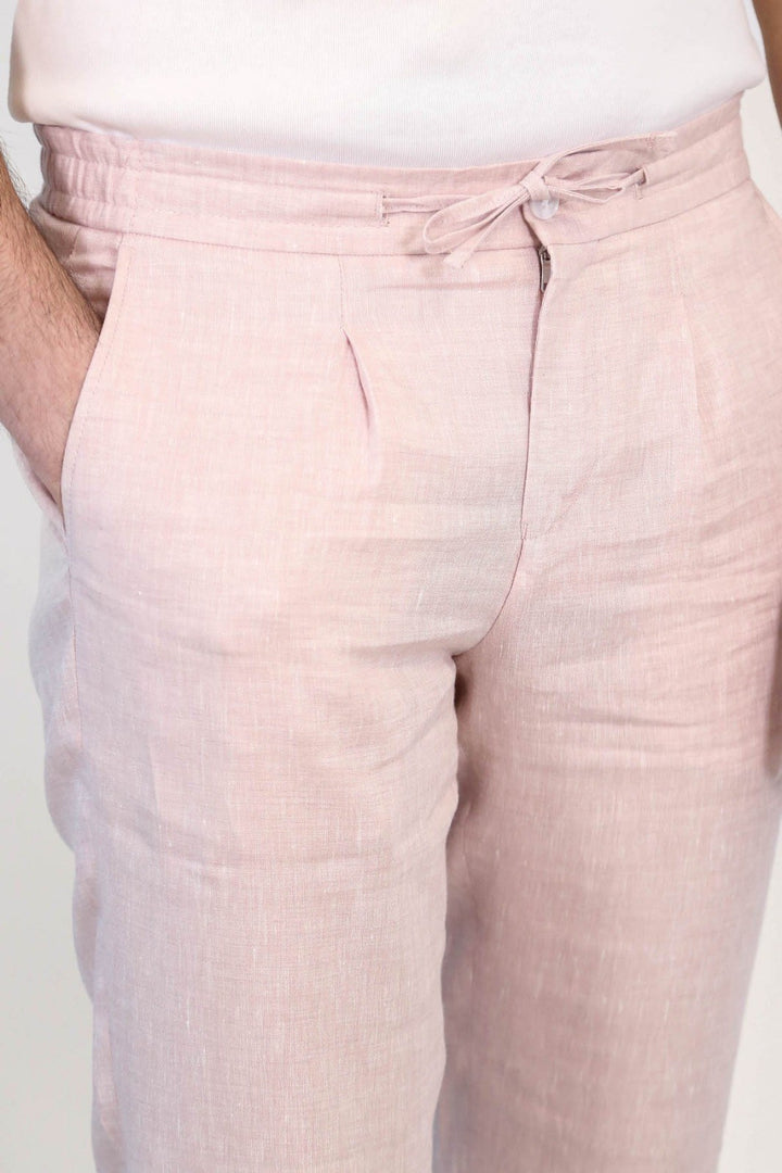 VELVARDE KETEN JOGGER+İPLİ LASTLİKLİ PANT. A.PEMBE