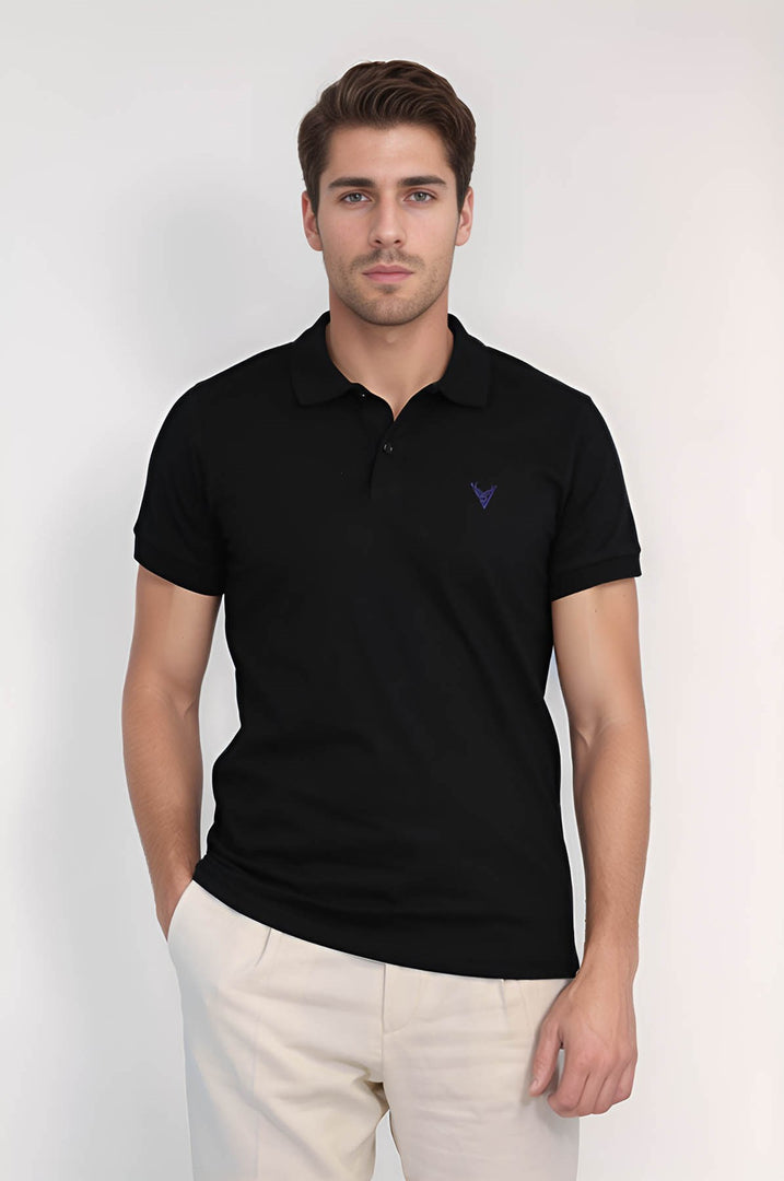 VELVARDE POLO YAKA TSHIRT SİYAH (1815)