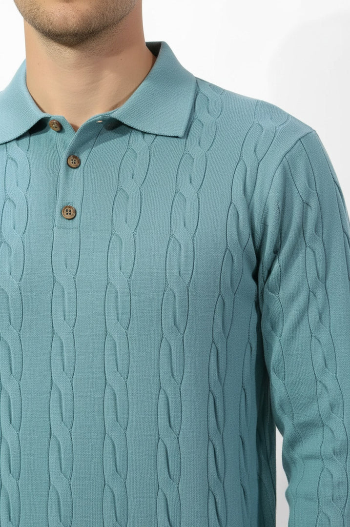 saç örgü triko kazak su yeşili