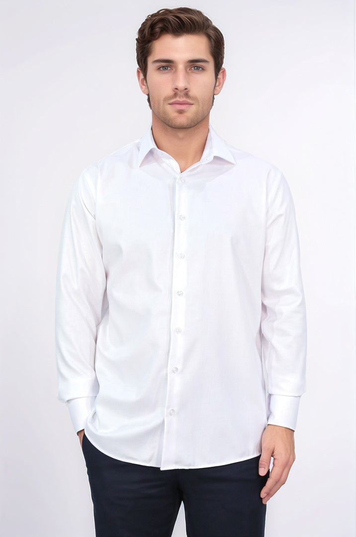 slim fit saten italyan yaka beyaz gömlek