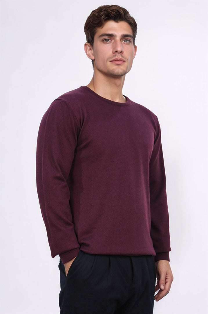 bisiklet yaka bordo triko kazak 